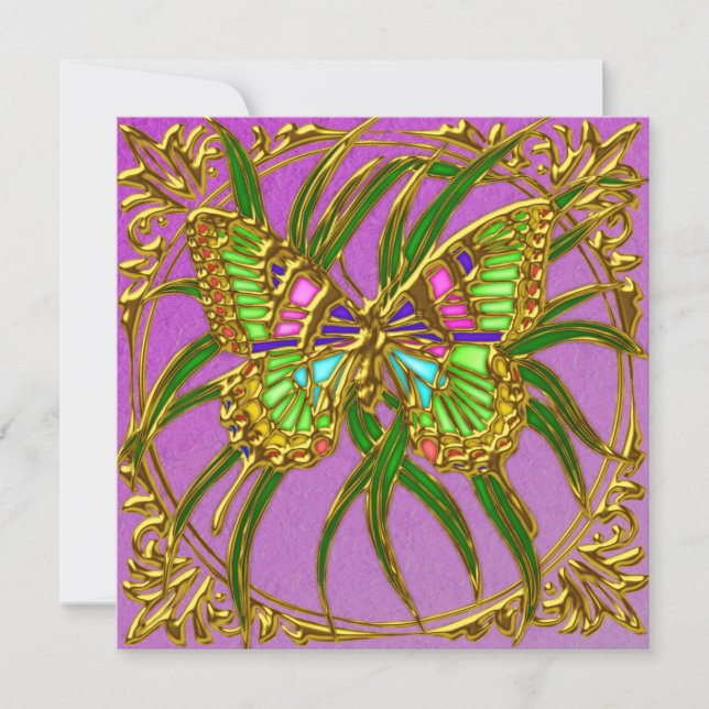 Convites de aniversário de borboleta Ouro (Frente)