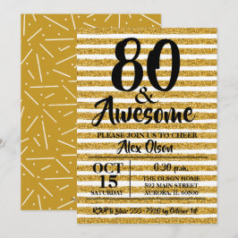 Convites de aniversário de brilho Dourados 80