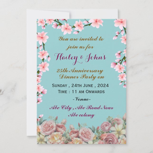 Convites de Aniversário de Casamento (Frente)