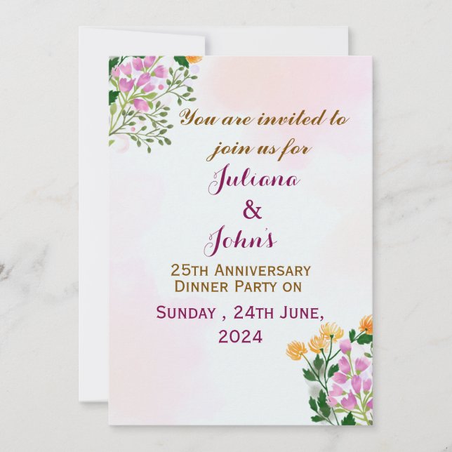 Convites de Aniversário de Casamento (Frente)