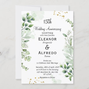 Convites de Aniversário de Casamento Chic Boho Gre