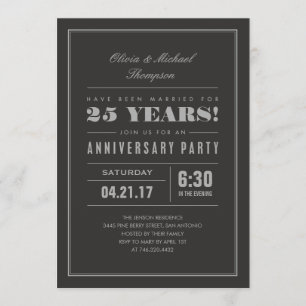 Convites de Aniversário de Casamento Clássico Prat