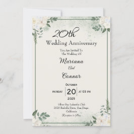 Convites de Aniversário de Casamento com Elegante