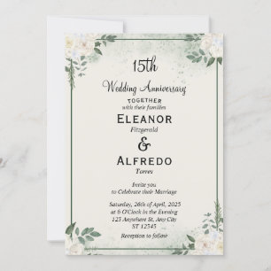 Convites de Aniversário de Casamento com Folhagem