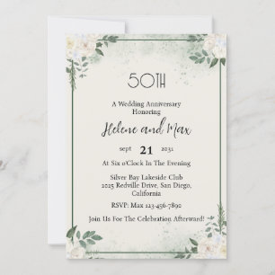 Convites de Aniversário de Casamento com Vegetação