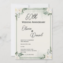 Convites de Aniversário de Casamento com Vegetação