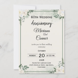 Convites de Aniversário de Casamento com Verde Clá