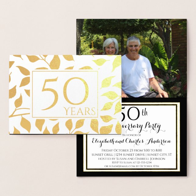 Convites de Aniversário de Casamento de 50 anos co (Exibição)