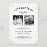 Convites de Aniversário de Casamento de Foto Spark<br><div class="desc">Convites de aniversário de casamento com um design branco e ouro e branco. Carregue duas fotos e personalize o texto.</div>