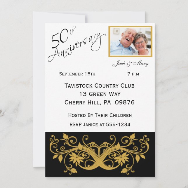 Convites de Aniversário de Casamento de Ouro (Frente)