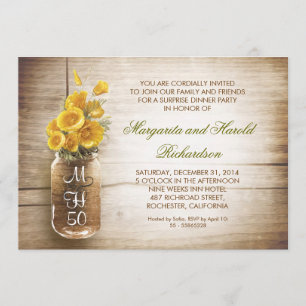 convites de aniversário de casamento do maason jar