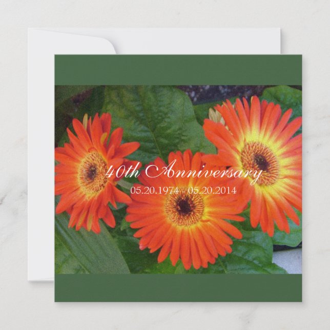 Convites de aniversário de casamento florais de ma (Frente)