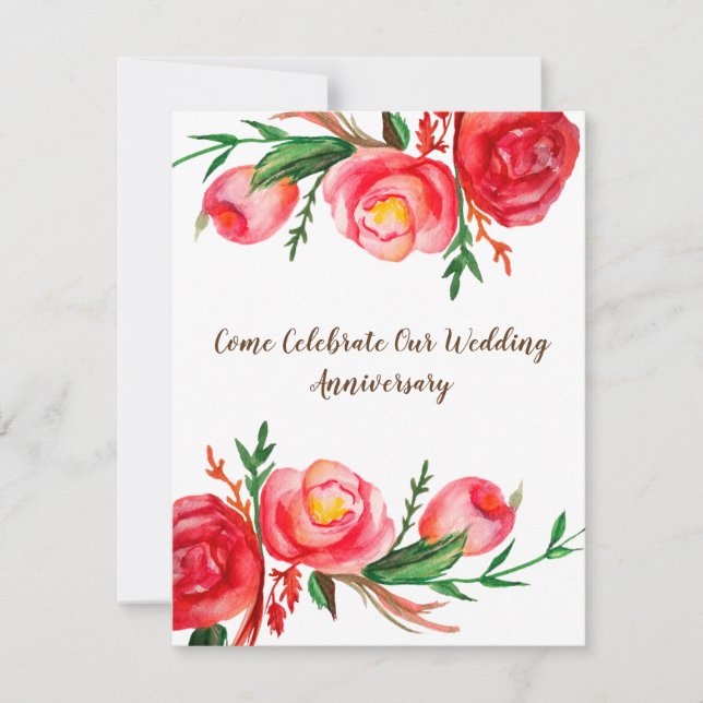 Convites de Aniversário de Casamento Rústicos Arte (Frente)