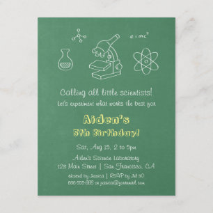 Convites de Aniversário de Chalkboard Science