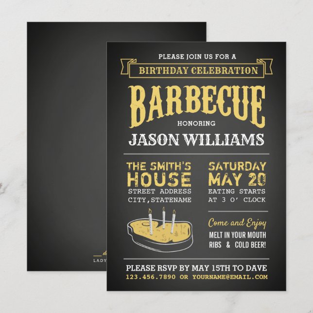 Convites de aniversário de CHURRASCO Russo de Chal (Frente/Verso)