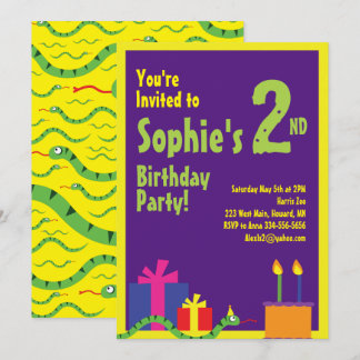 Convites de aniversário de cobra Animal Kid
