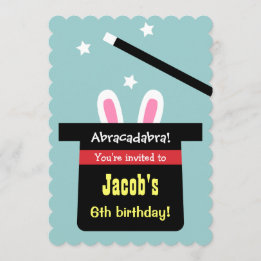 Convites de Aniversário de Coelhinho do Chapéu Mág