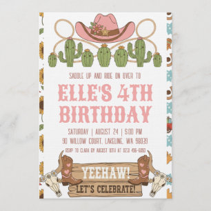 convites de aniversário de cowgirl ocidental