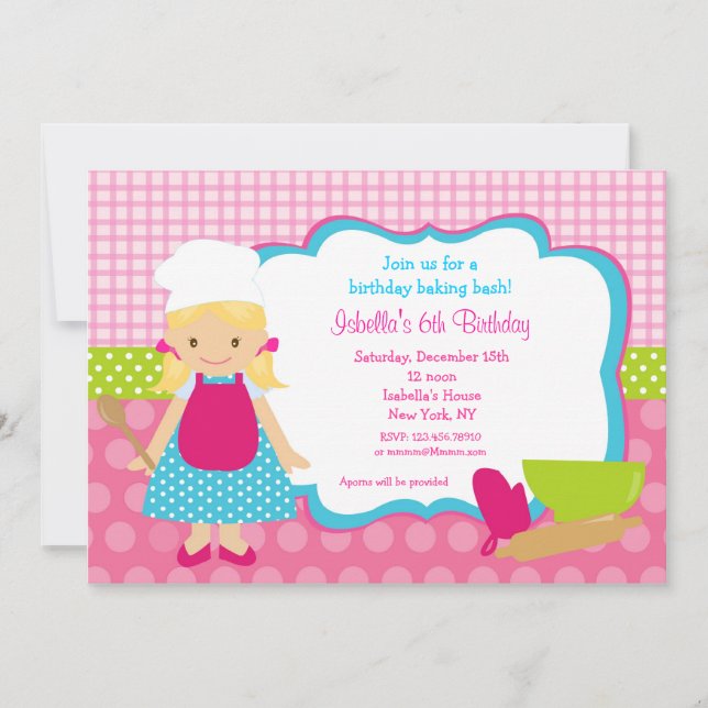 Convites de aniversário de Cozinhar (Frente)