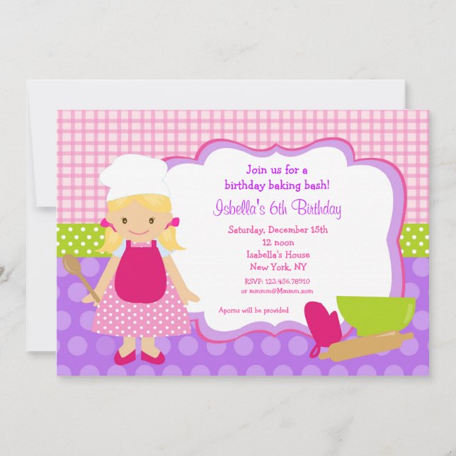 Convites de aniversário de Cozinhar (Frente)
