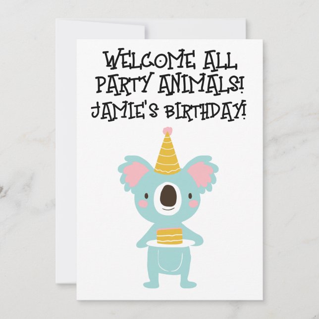 CONVITES DE ANIVERSÁRIO DE CRIANÇA DE COALA BEAR C (Frente)