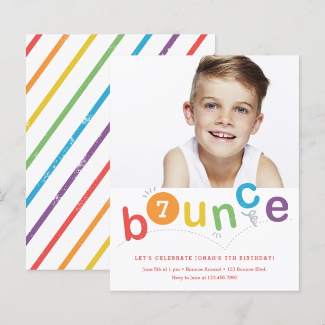 Convites de Aniversário de Crianças Budget Bounce (Frente/Verso)