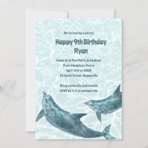 Convites de Aniversário de Crianças com Golfinhos