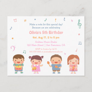 Convites de Aniversário de Crianças com Tema de Mú