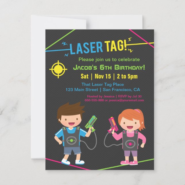 Convites de Aniversário de Crianças para Laser Tag (Frente)