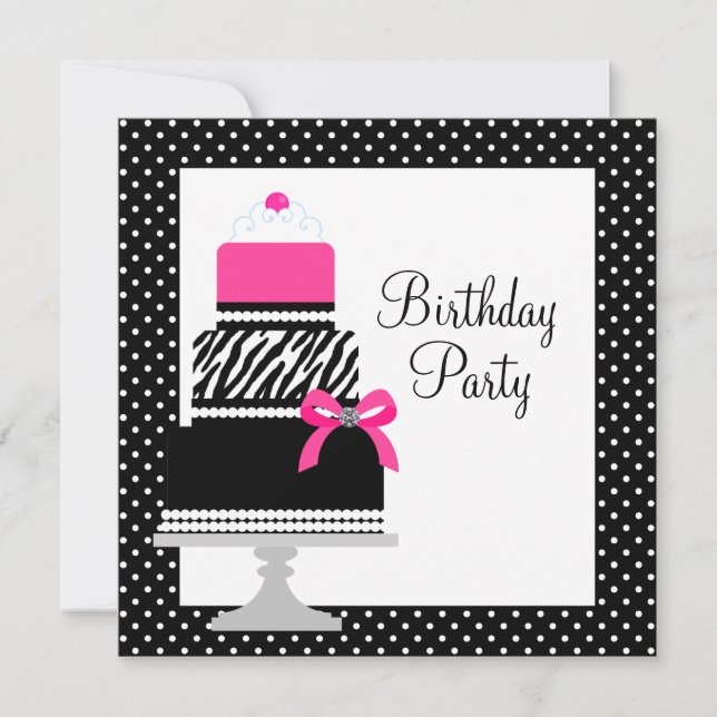 Convites de Aniversário de Cupcake de Bolo Zebra R (Frente)