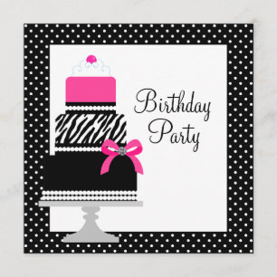 Convites de Aniversário de Cupcake de Bolo Zebra R