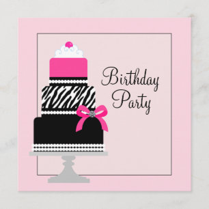 Convites de Aniversário de Cupcake de Bolo Zebra R