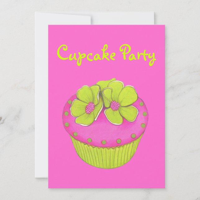 Convites de Aniversário de Cupcake~Personalize! (Frente)