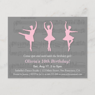 Convites de Aniversário de Dança de Bailarina Eleg