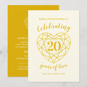 Convites de Aniversário de diamante dourado 20 ano