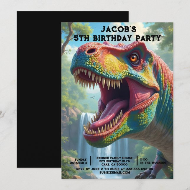 Convites de Aniversário de Dinossauro de Idade Per (Frente/Verso)