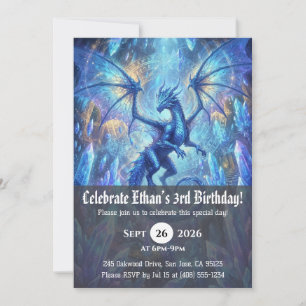 convites de aniversário de dragão aquarela