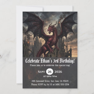 convites de aniversário de dragão aquarela