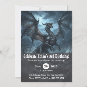 convites de aniversário de dragão aquarela