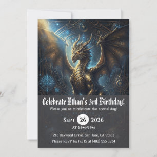 convites de aniversário de dragão aquarela