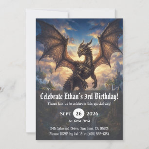 convites de aniversário de dragão aquarela