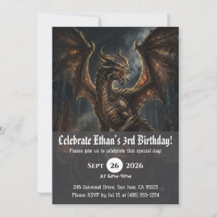 convites de aniversário de dragão aquarela