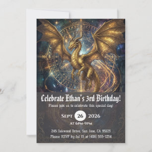 convites de aniversário de dragão aquarela