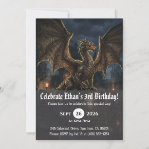 convites de aniversário de dragão aquarela