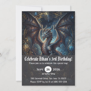 convites de aniversário de dragão aquarela