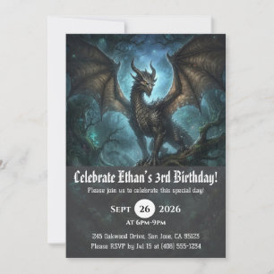 convites de aniversário de dragão aquarela