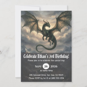 convites de aniversário de dragão aquarela
