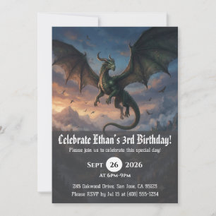 convites de aniversário de dragão aquarela