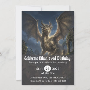 convites de aniversário de dragão aquarela