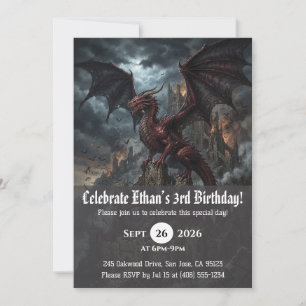 convites de aniversário de dragão aquarela